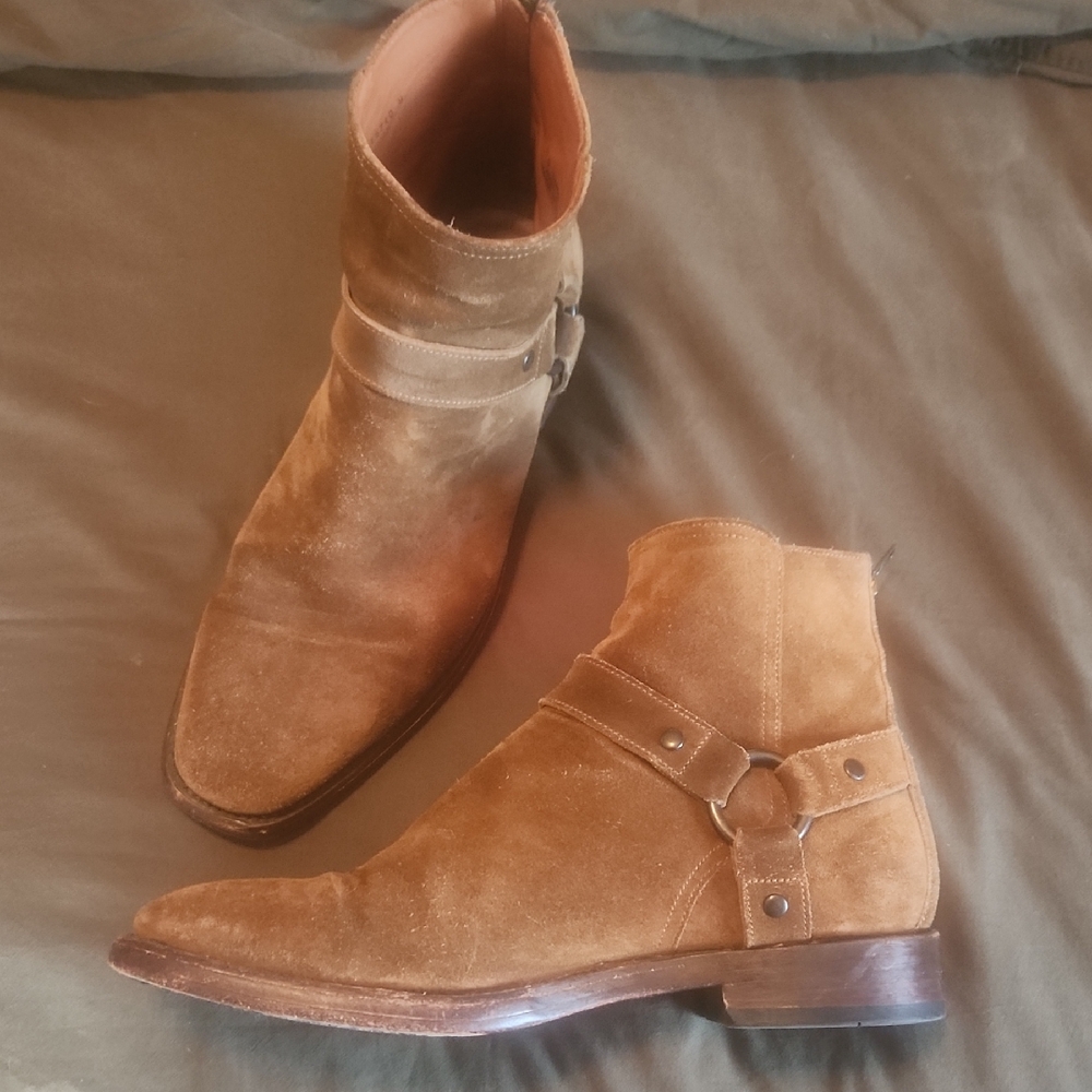Frye Men's Brown Suede Buckle Boots
